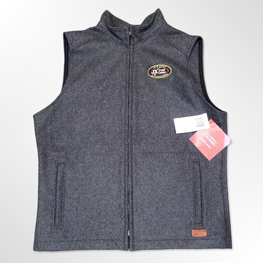 Stormy Kromer Ironwood Wool Vest Men's Large Gray Full Zip NWT Embroidered Logo